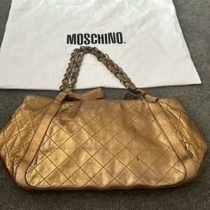 Vintage Moschino cheap and chic gold metallic quilted bag